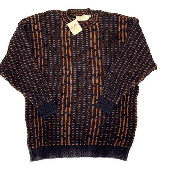Vintage Gina Fiori By Debbie Barnett Womens Wool Blend Sweater Black & Rust Medi - Picture 1 of 7